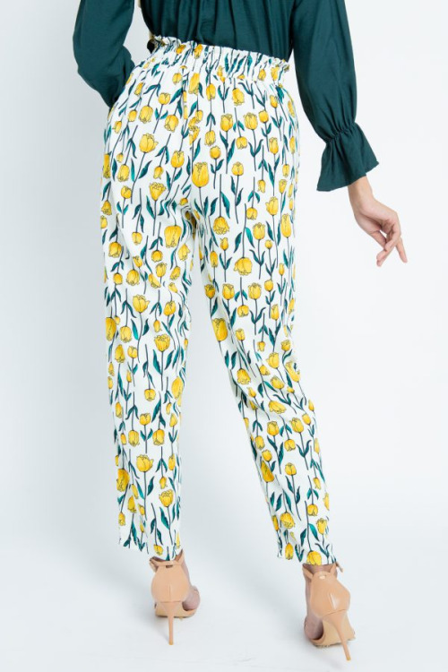 White Blossom Printed Pants