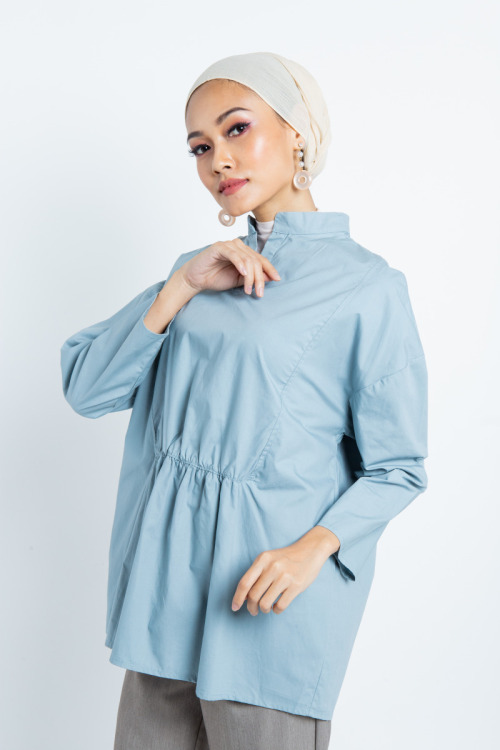 Blue Semi Smock Design Blouse