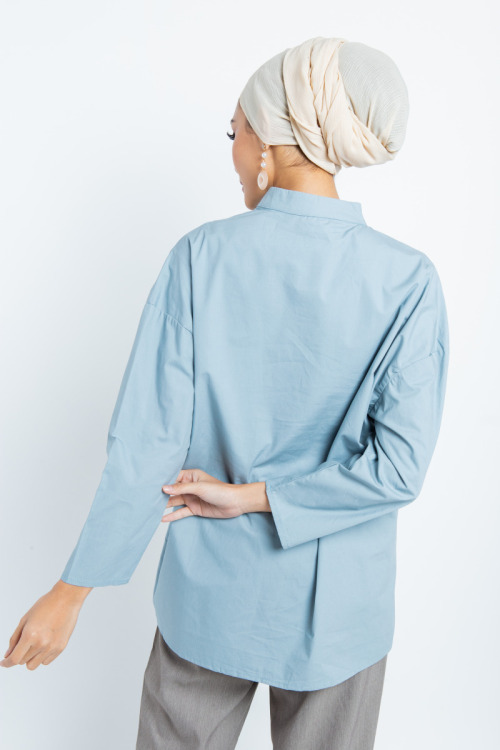 Blue Semi Smock Design Blouse