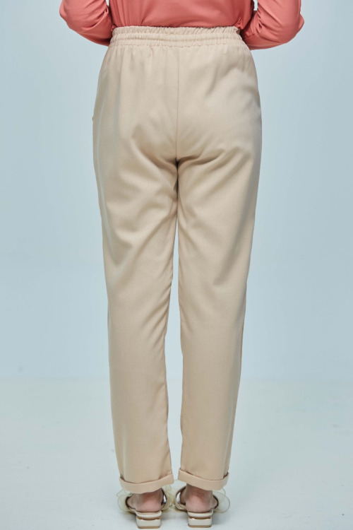 Beige MC vogue Best Seller Cotton Ankle Pants