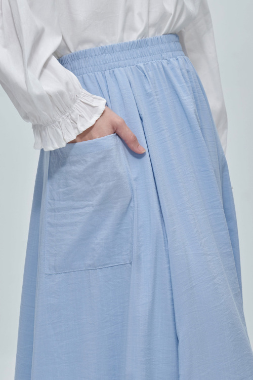 Light Blue Dahlia Flowy Long Skirt