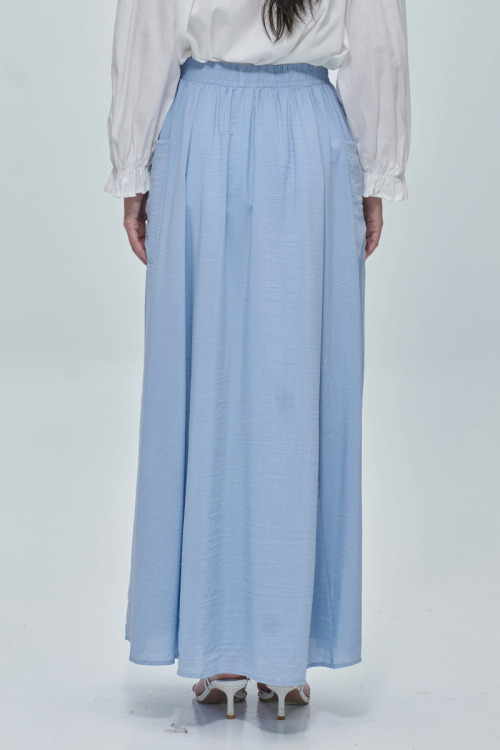 Light Blue Dahlia Flowy Long Skirt