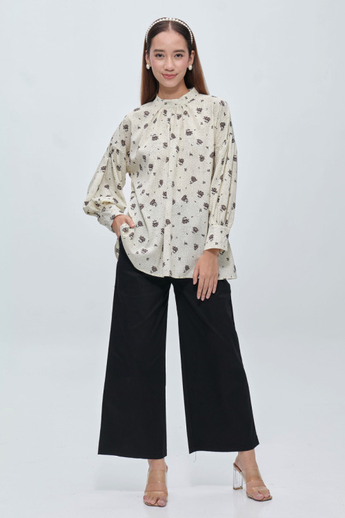 White Kacey Floral Polkadot Blouse