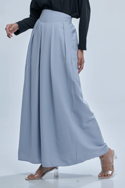 Blue Haifa Wide Waistband Flare Skirt