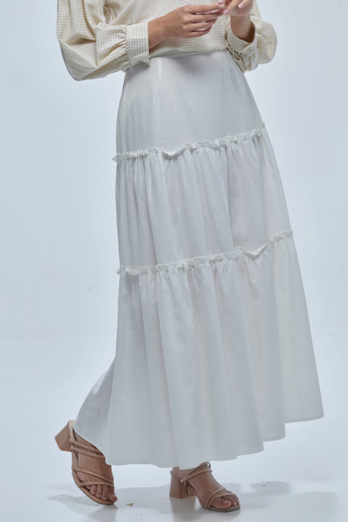 White Farisa Tiered Maxi Skirt