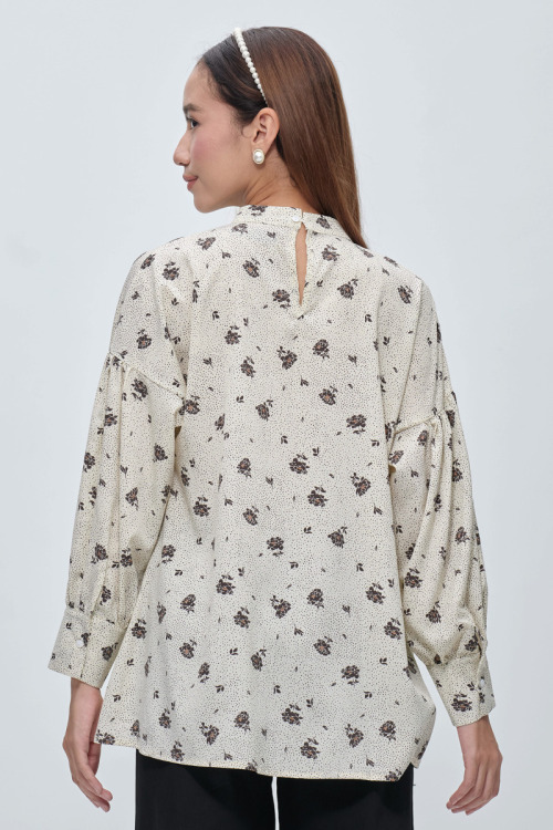 White Kacey Floral Polkadot Blouse