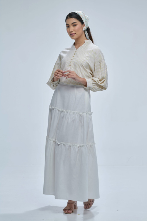 White Farisa Tiered Maxi Skirt