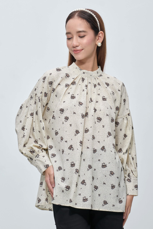 White Kacey Floral Polkadot Blouse