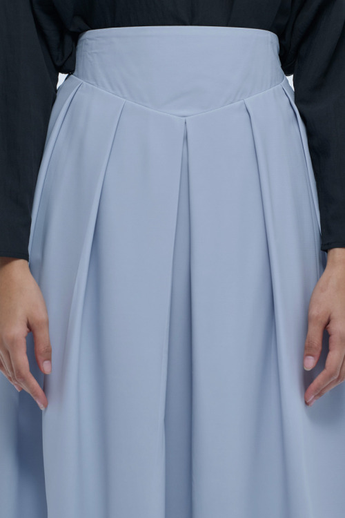 Blue Haifa Wide Waistband Flare Skirt