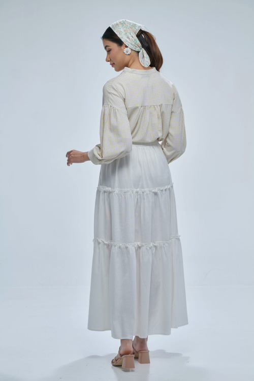 White Farisa Tiered Maxi Skirt